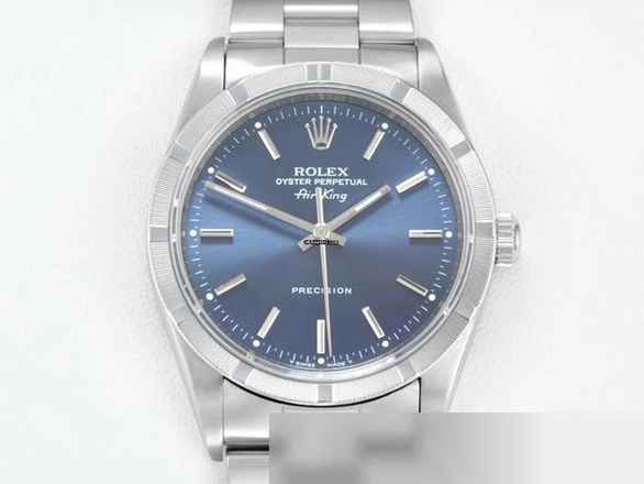  Rolex Air King 34mm Edelstahl Automatik 14010 1999 Stahl Damen Herren Stainless Steel Oyster-band Blue Dial 