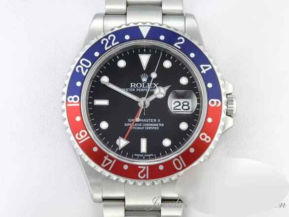  Rolex GMT-Master II Stahl 16710 T Pepsi Stick Dial 2007 Automatik Edelstahl Stainless Steel Oyster-band Chronometer Black Dial 