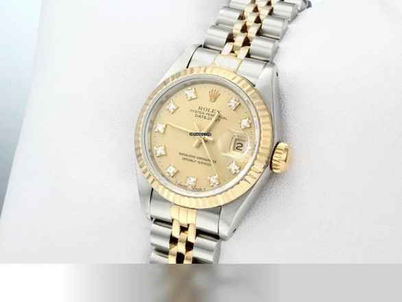  Rolex Lady-Datejust Edelstahl Gelbgold 750 Diamanten Automatik Gold Stahl Damen Stainless Steel 18kt Yellow Gold Jubilé-band Chronometer Oyster 