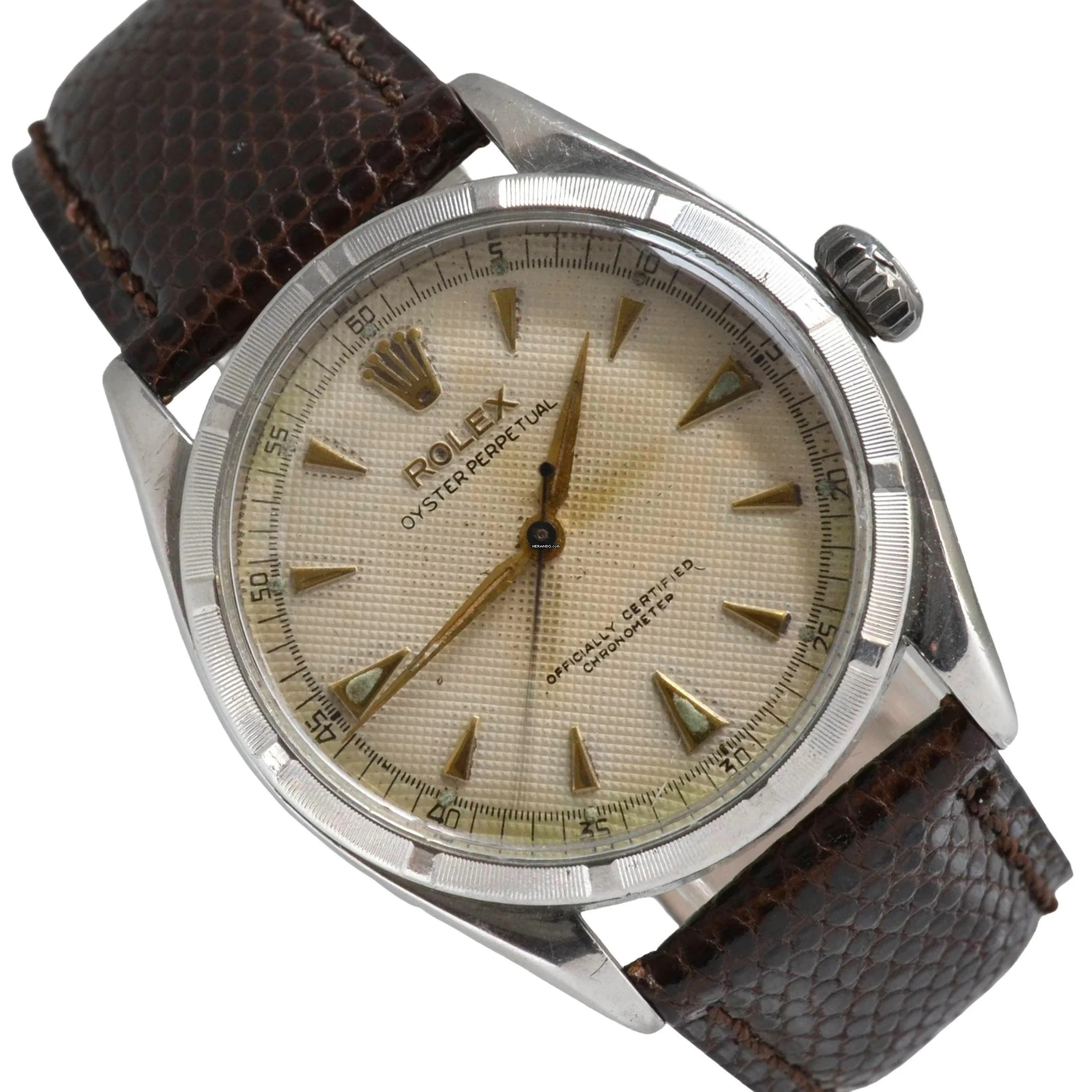  Rolex Oyster Perpetual 34 6285 Chronometer Ivory honeycomb dial 1954 