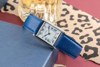 Thumbnail von Cartier Tank must Tank White blue Roman Dial 925 Silber Quarz Medium Ref. 681006