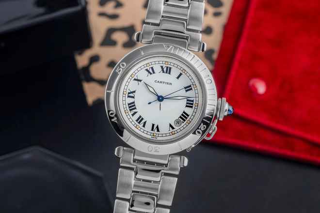  Cartier Pasha de Cartier Plongeur White Roman Automatik Herrenuhr Ref W31005H3 