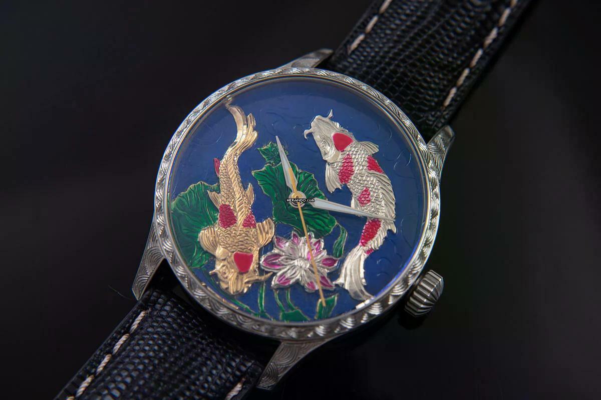 Trenyo Koi Pond Unique Piece in Dial 14k Yellow gold and 999 Silver