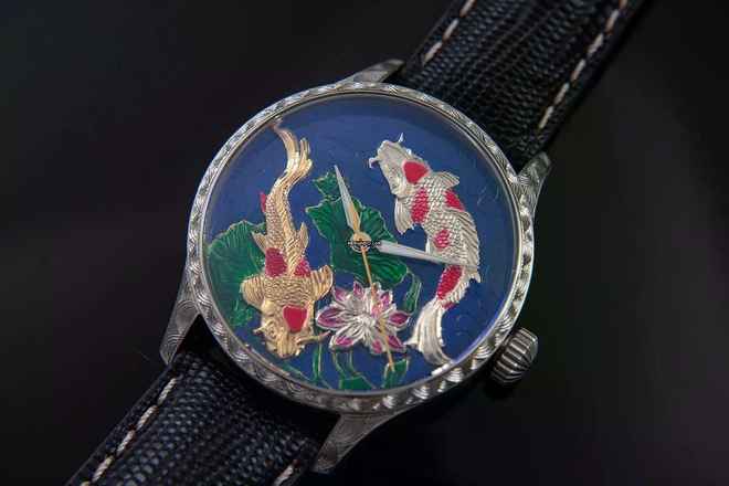  Trenyo Koi Pond Unique Piece in Dial 14k Yellow gold and 999 Silver 