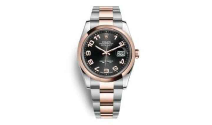  Rolex Datejust 36 36MM - Rolesor Everose - Black Arabic Dial - Roulette Date Wheel 116201 2012 