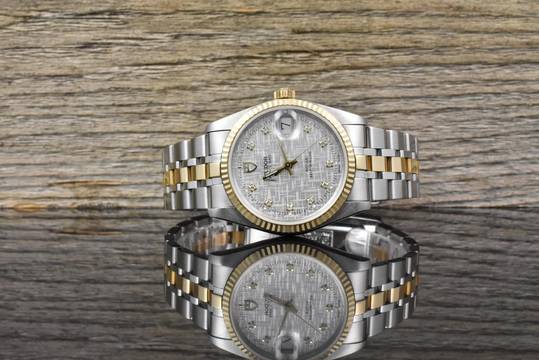  Tudor Prince Date 74033 NOS / UNGETRAGEN Silver Linen Diamond Dial - 2001 