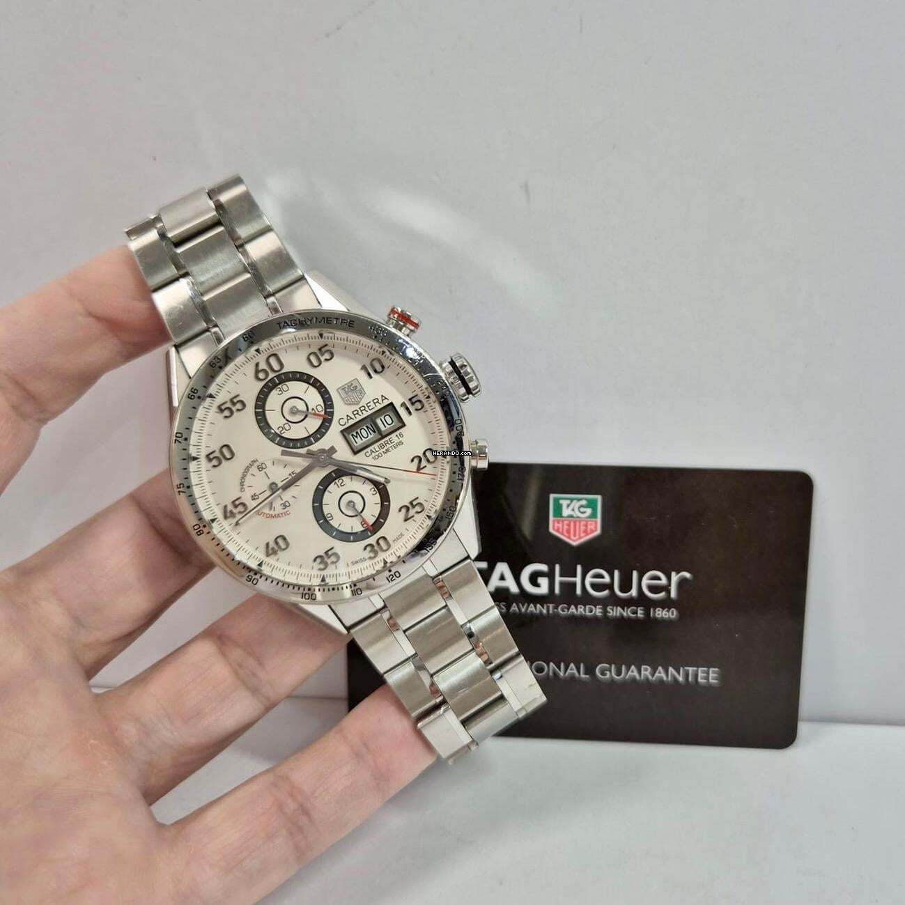 TAG Heuer Carrera Calibre 16 Weißes Zifferblatt Vollstahl 43mm Automatik Komplett