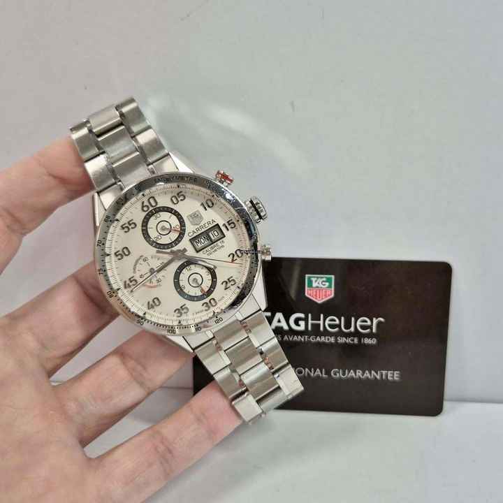 TAG Heuer Carrera Calibre 16 Biała tarcza, pełna stal, 43 mm, automatyczny, pełny