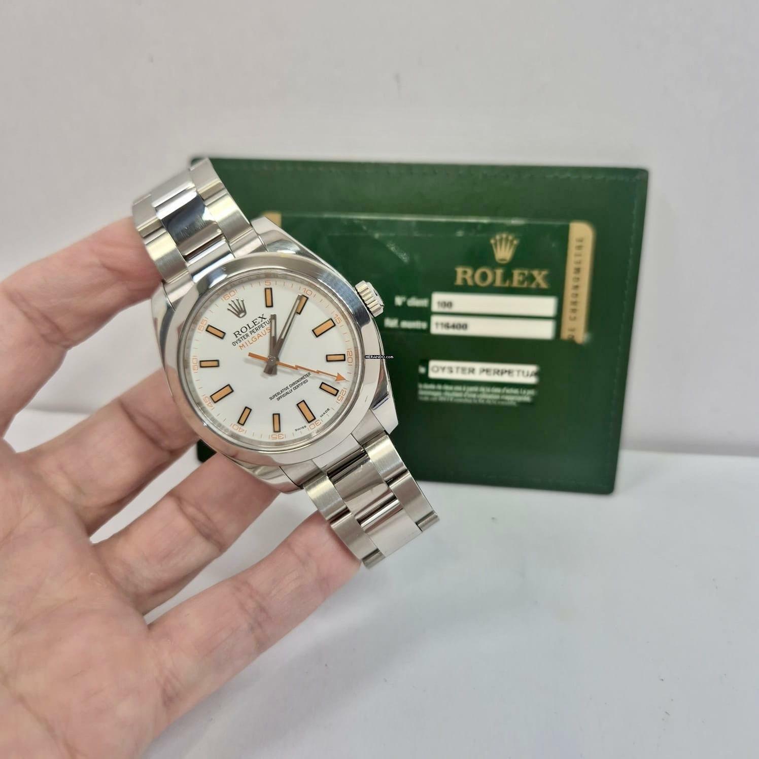  Rolex Milgauss White Dial 40mm Automático Completo 