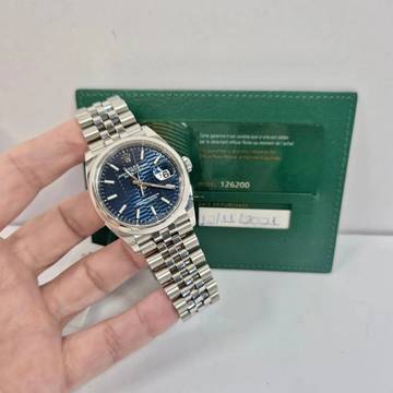  Rolex Datejust 36 Motif Blue Dial Jubilee Automático Completo 