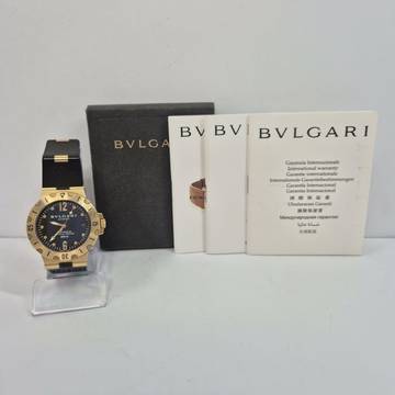  Bulgari Diagono Scuba Diver Ouro 38mm Automático Completo 