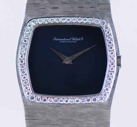  IWC 18K Weißgold Onyx Dresswatch 750 gold Jumbo Diamond Bezel Milanaise ultra rar 