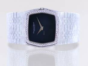 Thumbnail von IWC 18K Weißgold Onyx Dresswatch 750 gold Jumbo Diamond Bezel Milanaise ultra rar