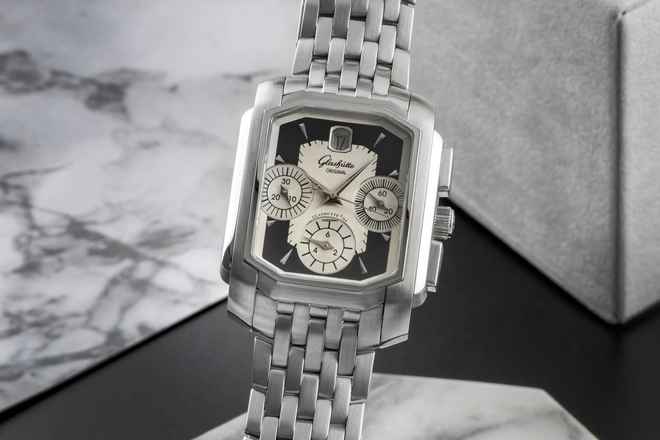  Glashütte Original Senator Karrée Karreè Edelstahl Chronograph Ref. 39-32-17-04-04 B&P 