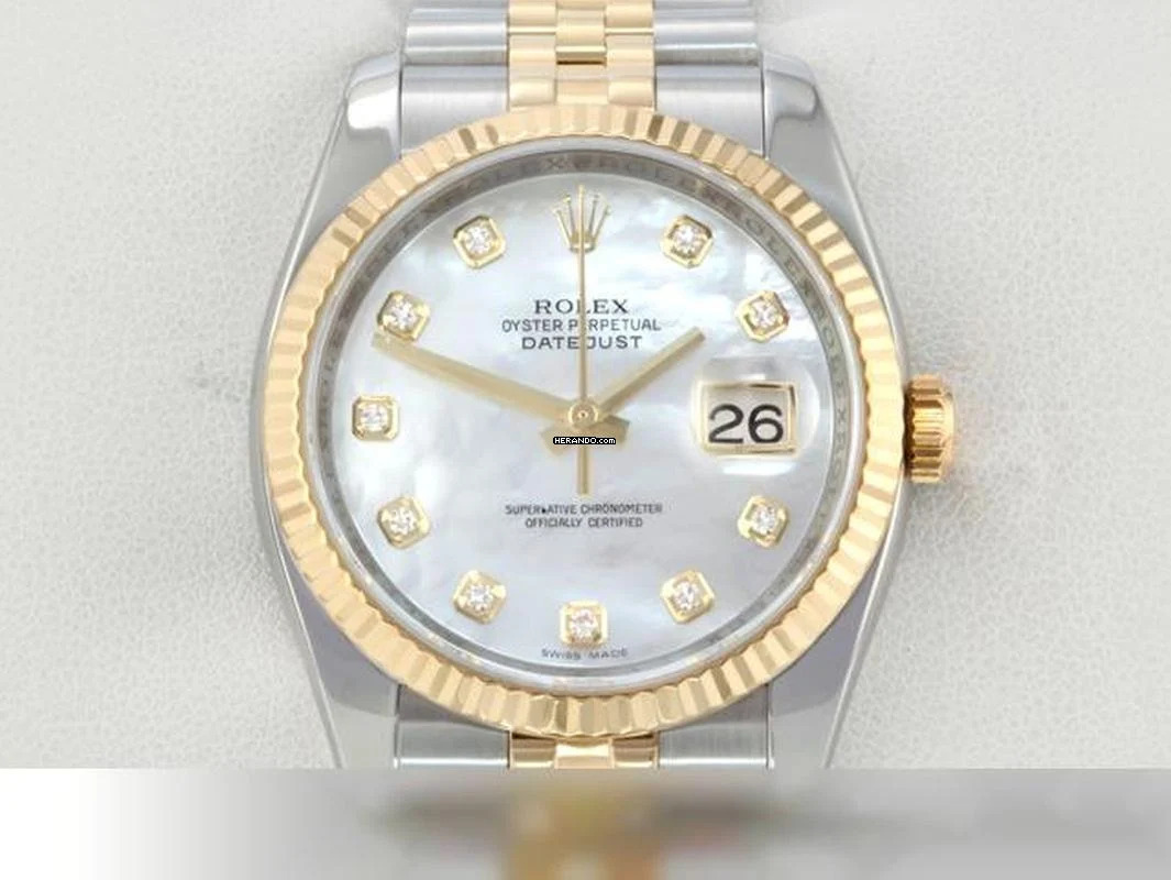 Rolex Datejust 36 36mm 116233 Perlmutt Diamanten 2010 Stahl Gelbgold 750 Automatik