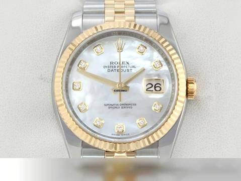  Rolex Datejust 36 36mm 116233 Perlmutt Diamanten 2010 Stahl Gelbgold 750 Automatik 