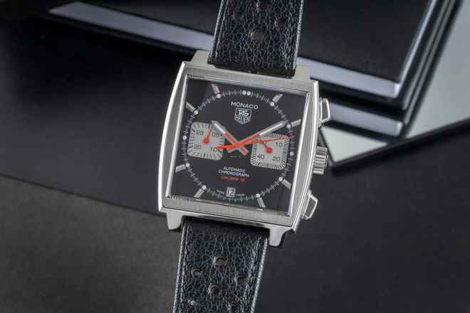  TAG Heuer Monaco Calibre 12 Chronograph Automatik Stahl Herren Ref. CAW2114 B&P 2010 