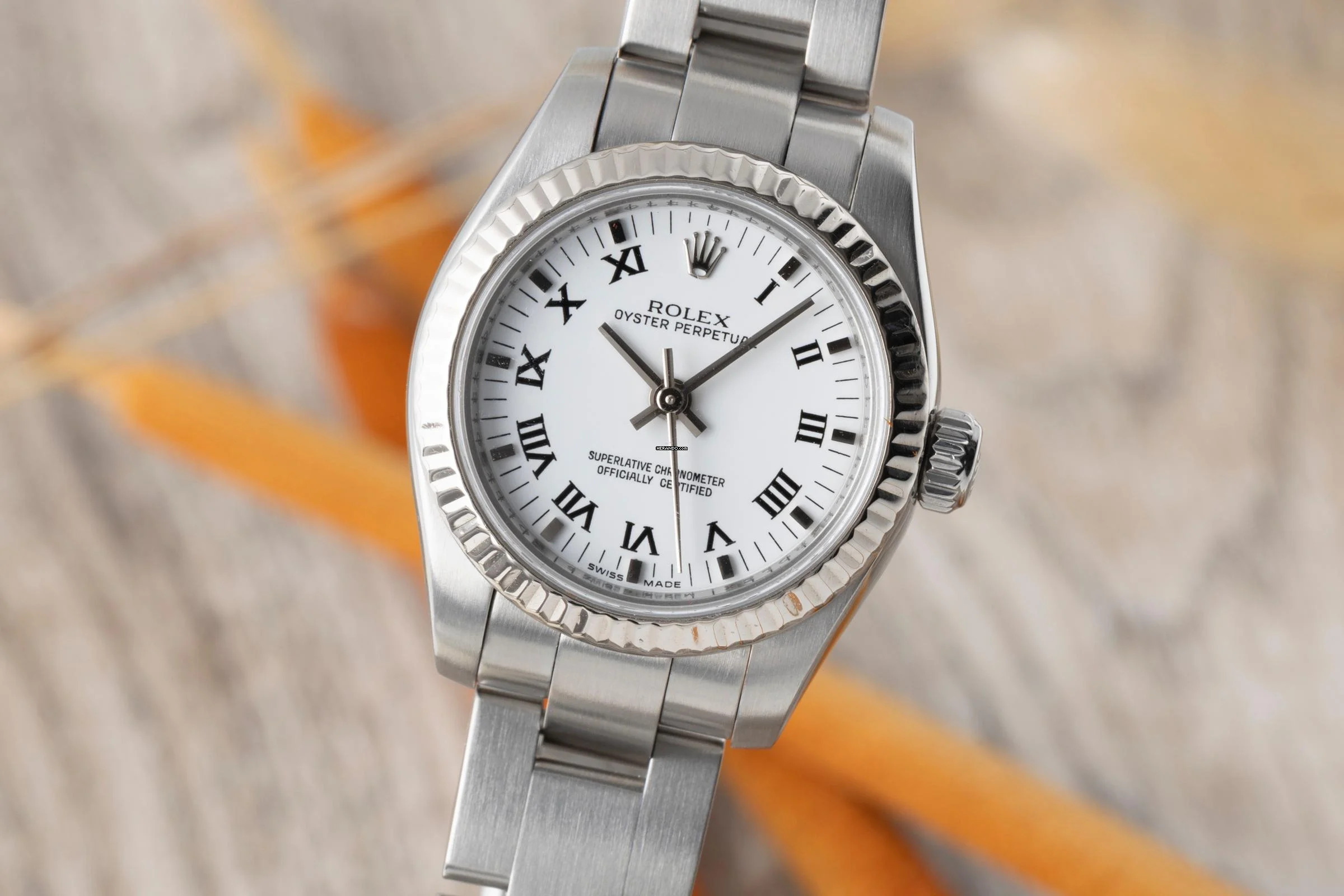 Rolex Oyster Perpetual 26 Stahl / Weissgold Automatik Damenuhr Ref. 176234 M-Serie