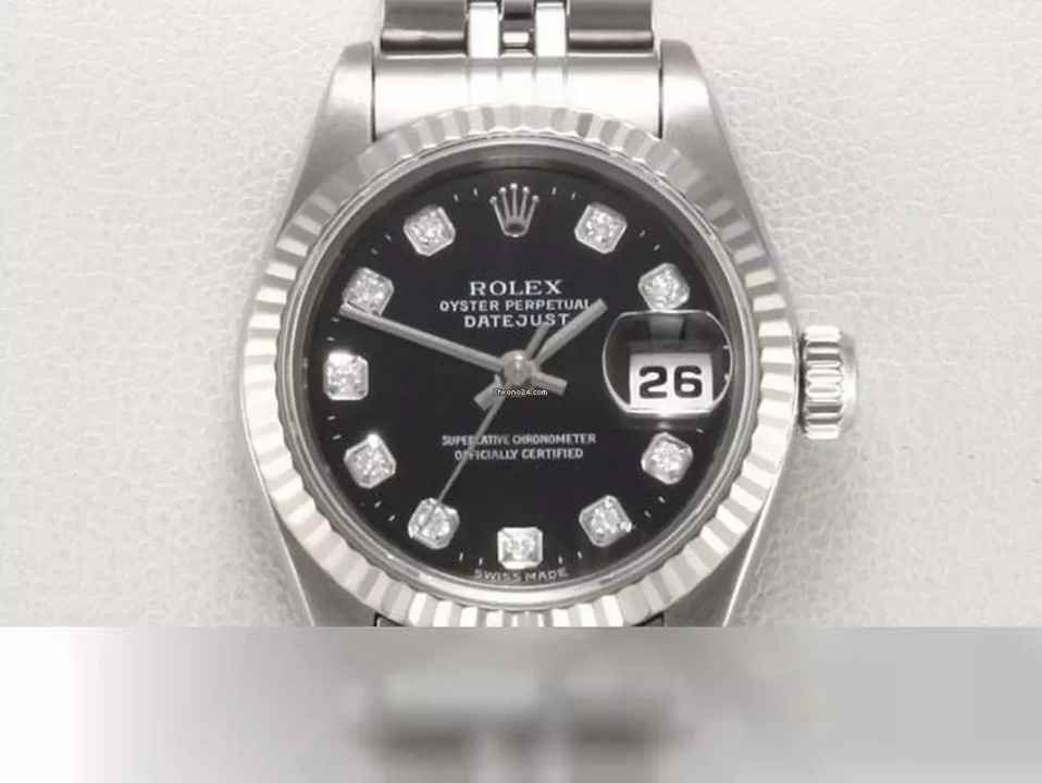 Rolex Lady-Datejust Stahl Weissgold 750 Diamanten Automatik Stainless Steel 18kt White Gold Damen Jubilé-band Chronometer Oyster Black Dial 