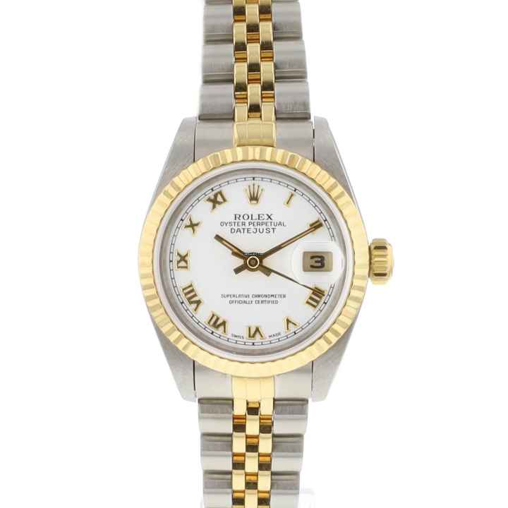  Rolex Lady-Datejust 26 Steel/Gold Jubilee White Roman Dial 