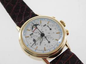 Thumbnail von Universal Genève Tri-Compax Chronograph Tri Compax 18 Kt Gold im original Zustand Kaliber 281 Absolute Rarität 34 mm Herrenuhr