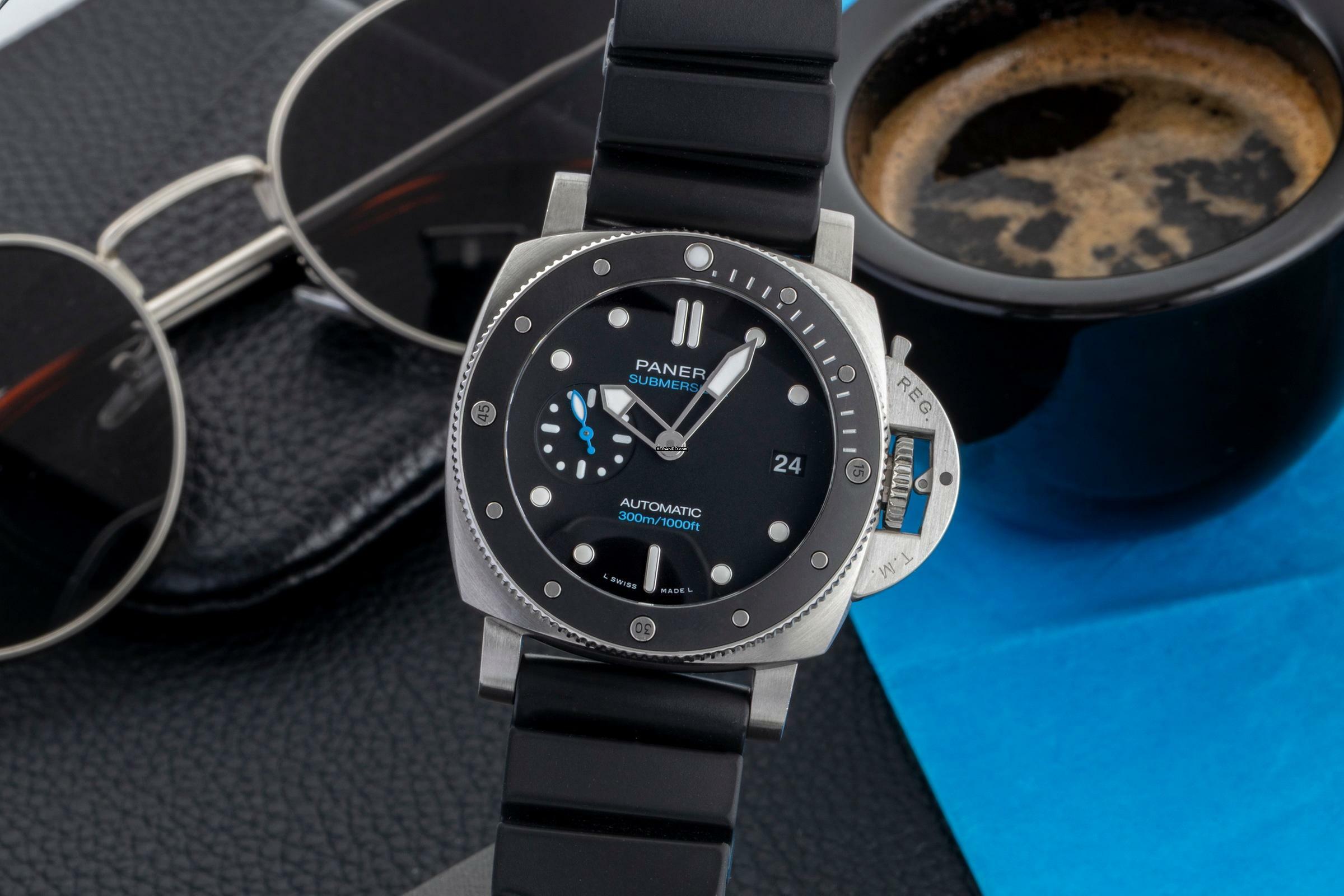  Panerai Luminor Submersible Stahl Automatik Herrenuhr PAM00683 B&P 