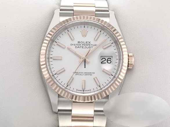  Rolex Datejust 36 126231 2019 Edelstahl Rosegold 750 Automatik Stainless Steel 18kt Rose Gold Oyster-band Chronometer White Dial 