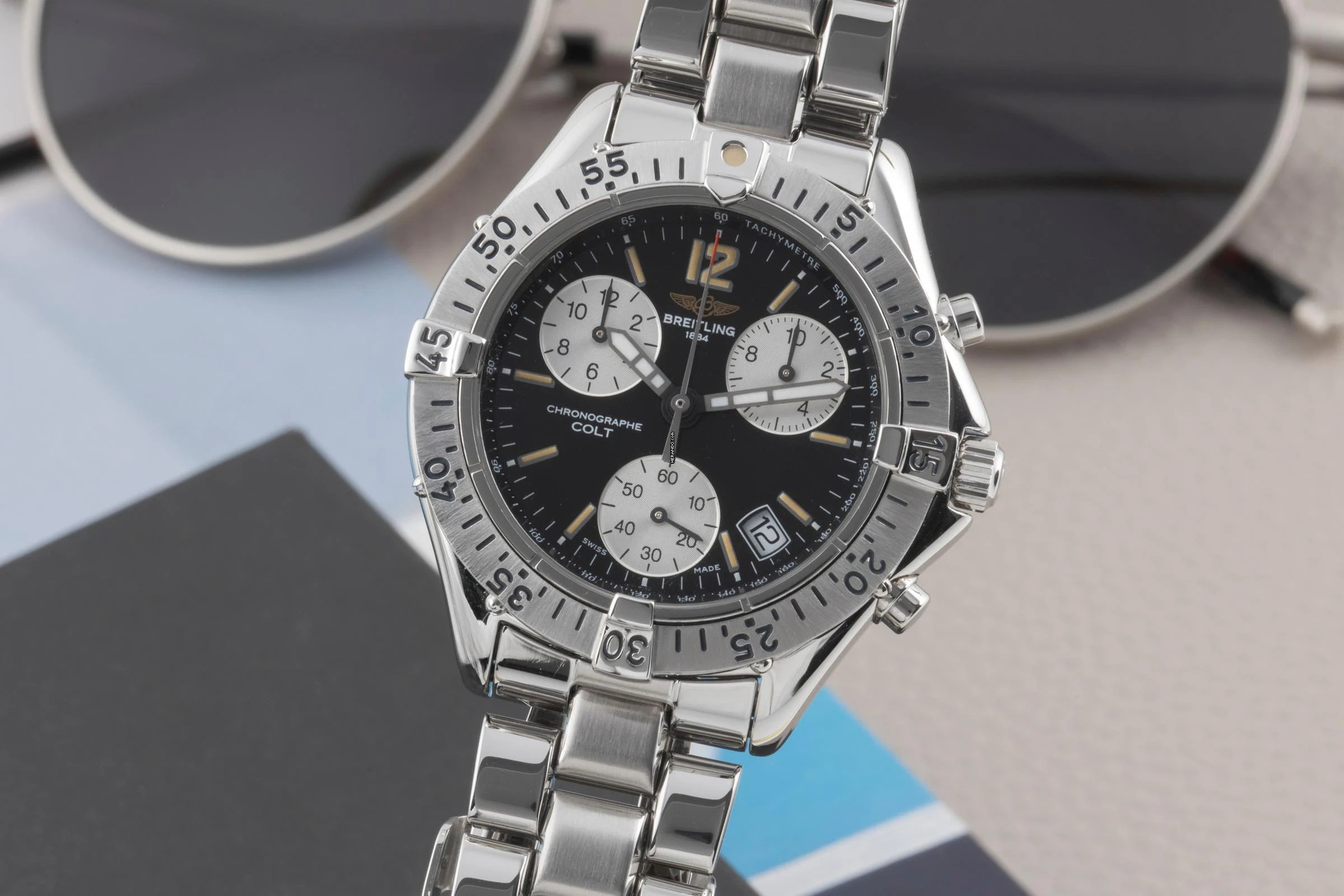  Breitling Colt Chronograph Black Dial Quarz Edelstahl Herrenuhr Ref. A53035 