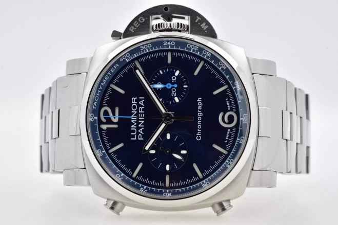  Panerai Luminor Chronograph 44mm PAM 1110 Blue Dial Bracelet 