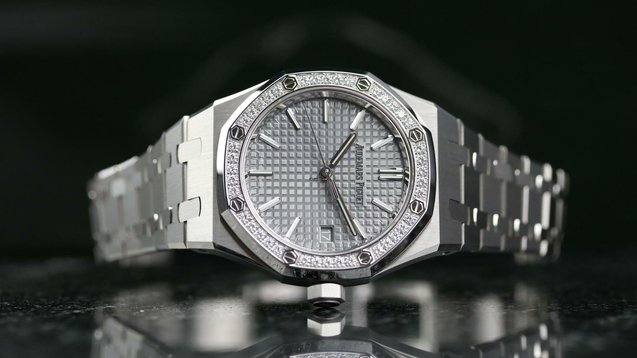 Thumbnail von Audemars Piguet Royal Oak Diamond Bezel - Grey - New - Fullset - 2024