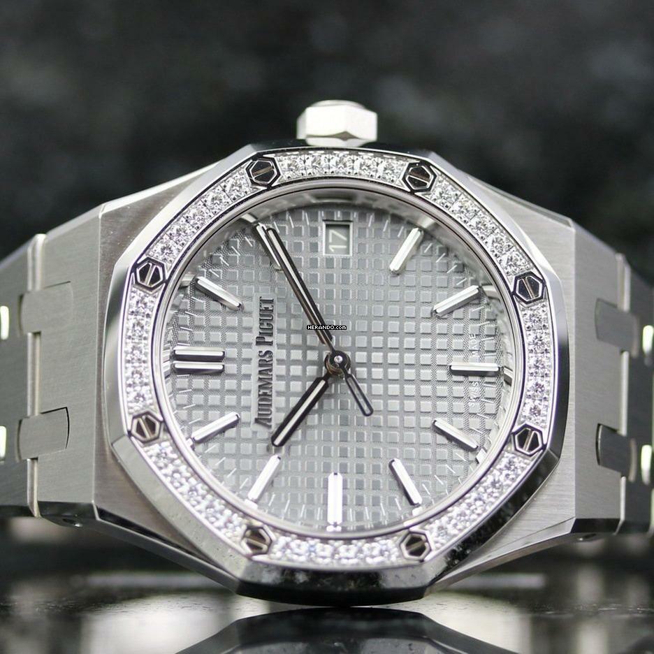Thumbnail von Audemars Piguet Royal Oak Diamond Bezel - Grey - New - Fullset - 2024