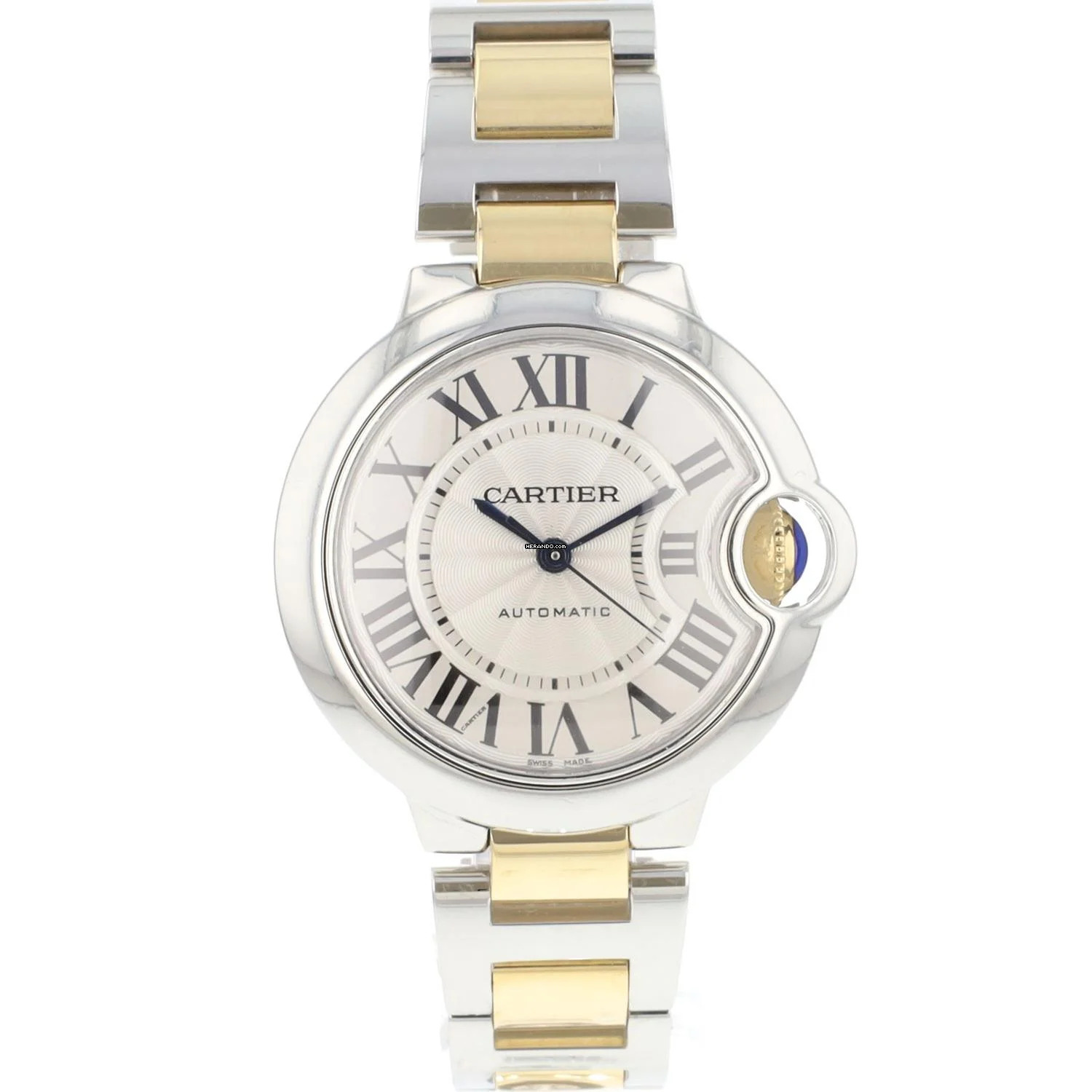  Cartier Ballon Bleu Medium Steel Gold Silver Dial 