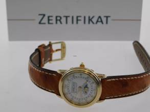 Thumbnail von Blancpain Villeret 18 Kt Gelbgold Villeret Damenuhr Vollkalender Mondphase wie Neu 26mm mit original Band und 18 Kt Schließe Diamantzifferblatt