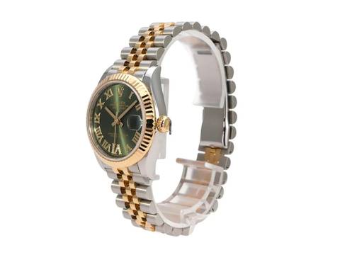  Rolex Datejust 31 Oystersteel Gelbgold Ref. 278273 Olivgrün Römisch Diamant Jubile-Band 