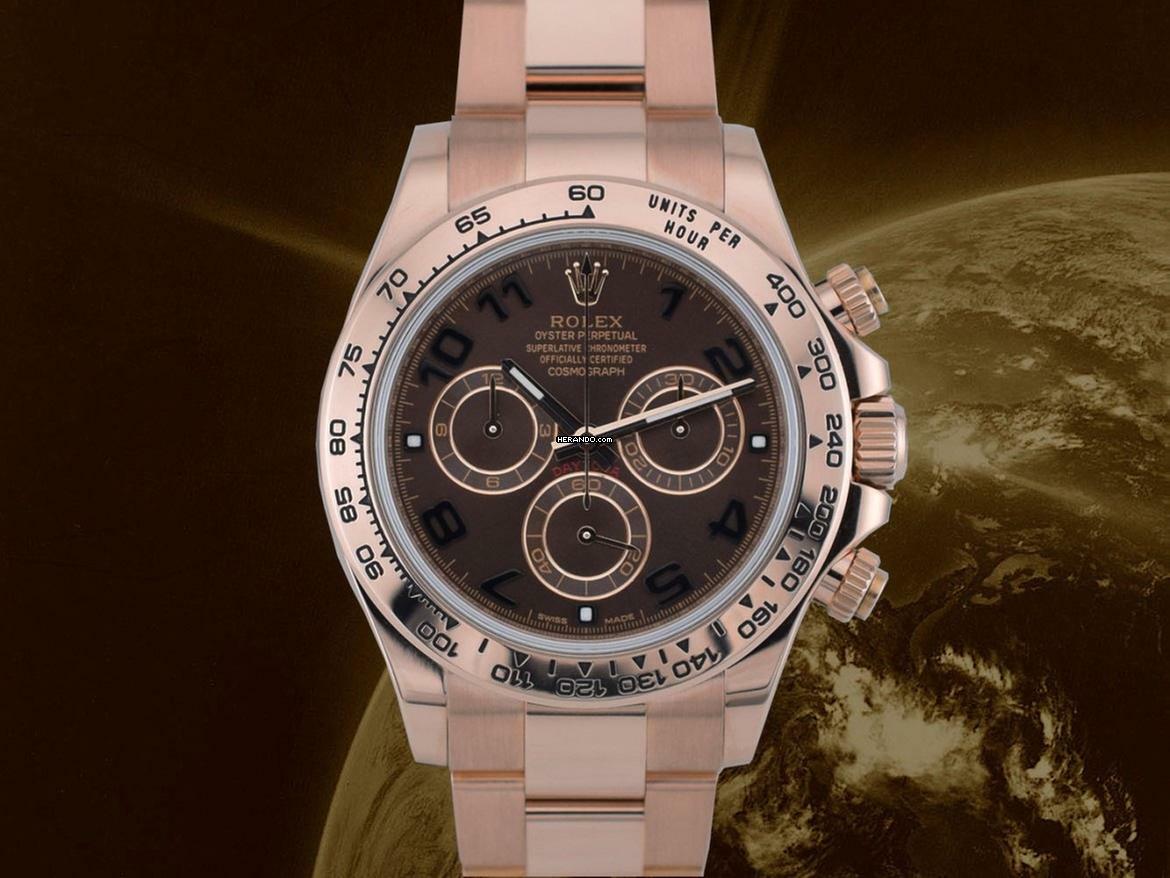 Rolex Daytona Cosmograph Daytona 116505 Rose Gold Chocolate Arabic Dial Full Set 2017