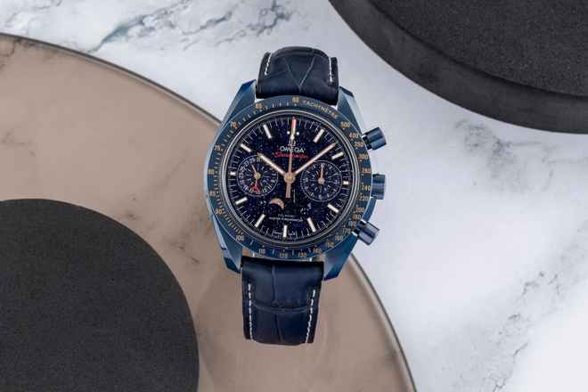  Omega Speedmaster Moonphase Moonwatch Blue Side of the Moon 304.93.44.52.03.002 