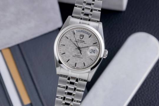  Tudor Prince Date Day Silver Dial Edelstahl Automatik Herrenuhr Ref. 76200 