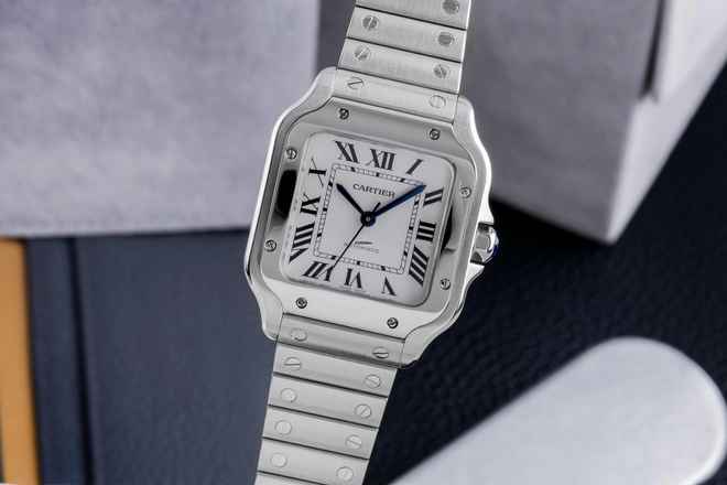  Cartier Santos Edelstahl Automatik Medium Size Ref. WSSA0010 4075 B&P 