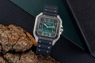 Thumbnail von Cartier Santos Green Arabic Stahl Automatik Herrenuhr Ref. WSSA0055 B&P 2025