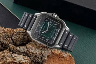 Thumbnail von Cartier Santos Green Arabic Stahl Automatik Herrenuhr Ref. WSSA0055 B&P 2025