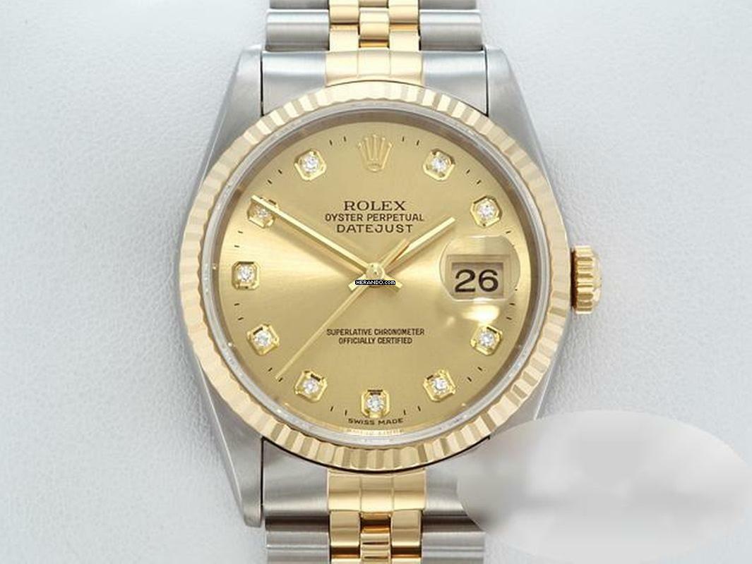 Rolex Datejust 36 36mm 16233 1998 Diamanten Stahl Gelbgold 750 Automatik Stainless Steel 18kt Yellow Gold Jubilé-band Chronometer Oyster