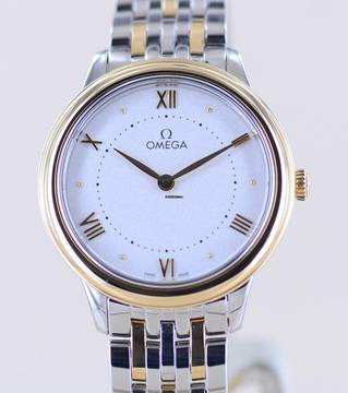  Omega De Ville Prestige Stahl Gold Silver-Dial Dresswatch Lady's B+P 