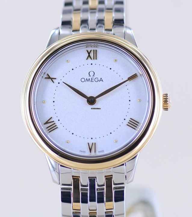  Omega De Ville Prestige Stahl Gold Silver-Dial Dresswatch Lady's B+P 