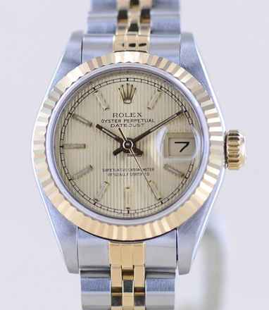 Rolex Lady-Datejust Stahl Gold Champagner Tapestry dial Jubiléband 26mm Klassiker 
