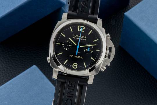  Panerai Luminor 1950 Chronograph Rattrapante Stahl Automatik Ref. PAM00362 B&P 