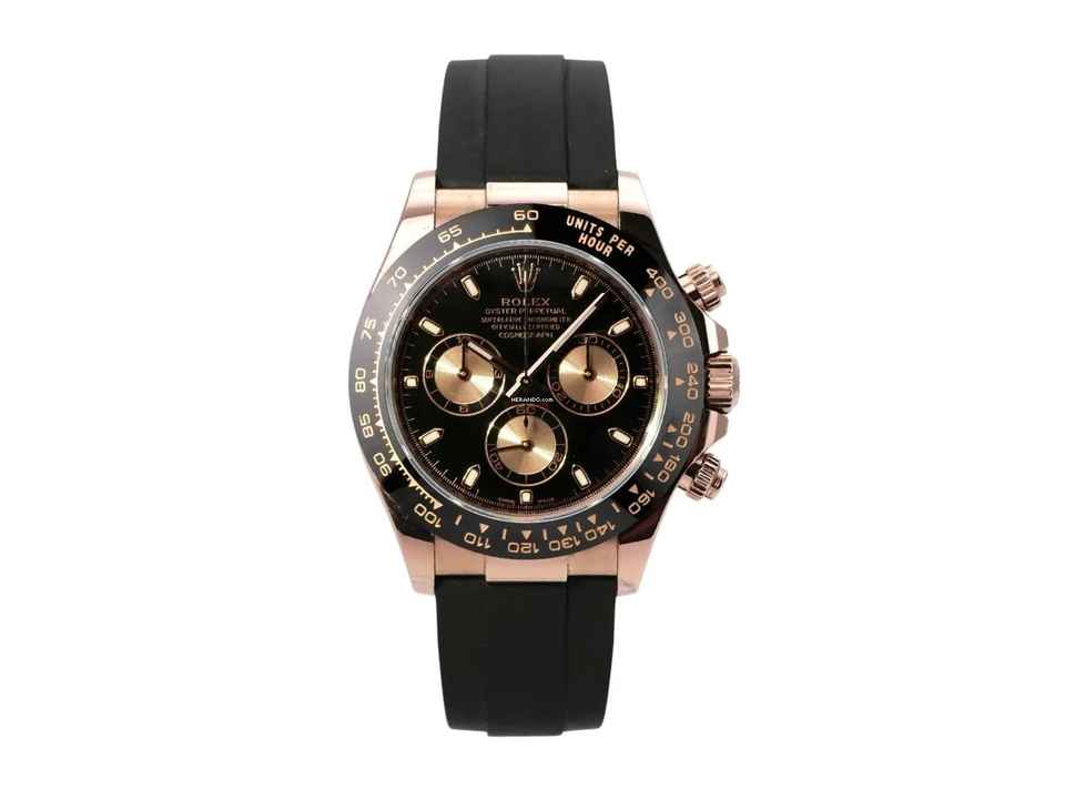 Rolex Daytona Cosmograph Daytona Everose-Gold / Oysterflex Ref. 116515LN Schwarz