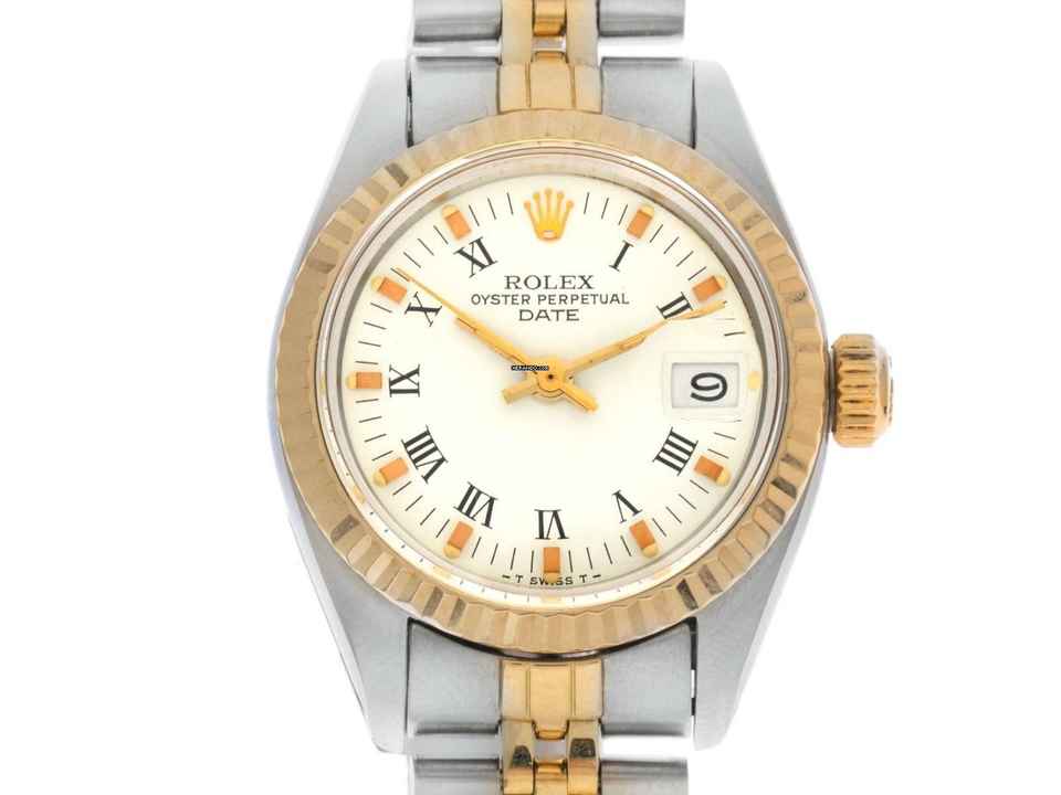  Rolex Oyster Perpetual Lady Date Ref.6917 1977 Box&Beschreibung sehr gut Vintage Oyster Perpetual Date Lady open 6/9 
