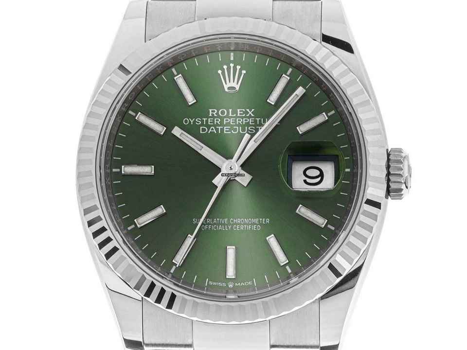  Rolex Datejust 36 Ref.126234 2024 Full Set wie Neu Datejust Stahl 18kt Weißgold Green Dial 