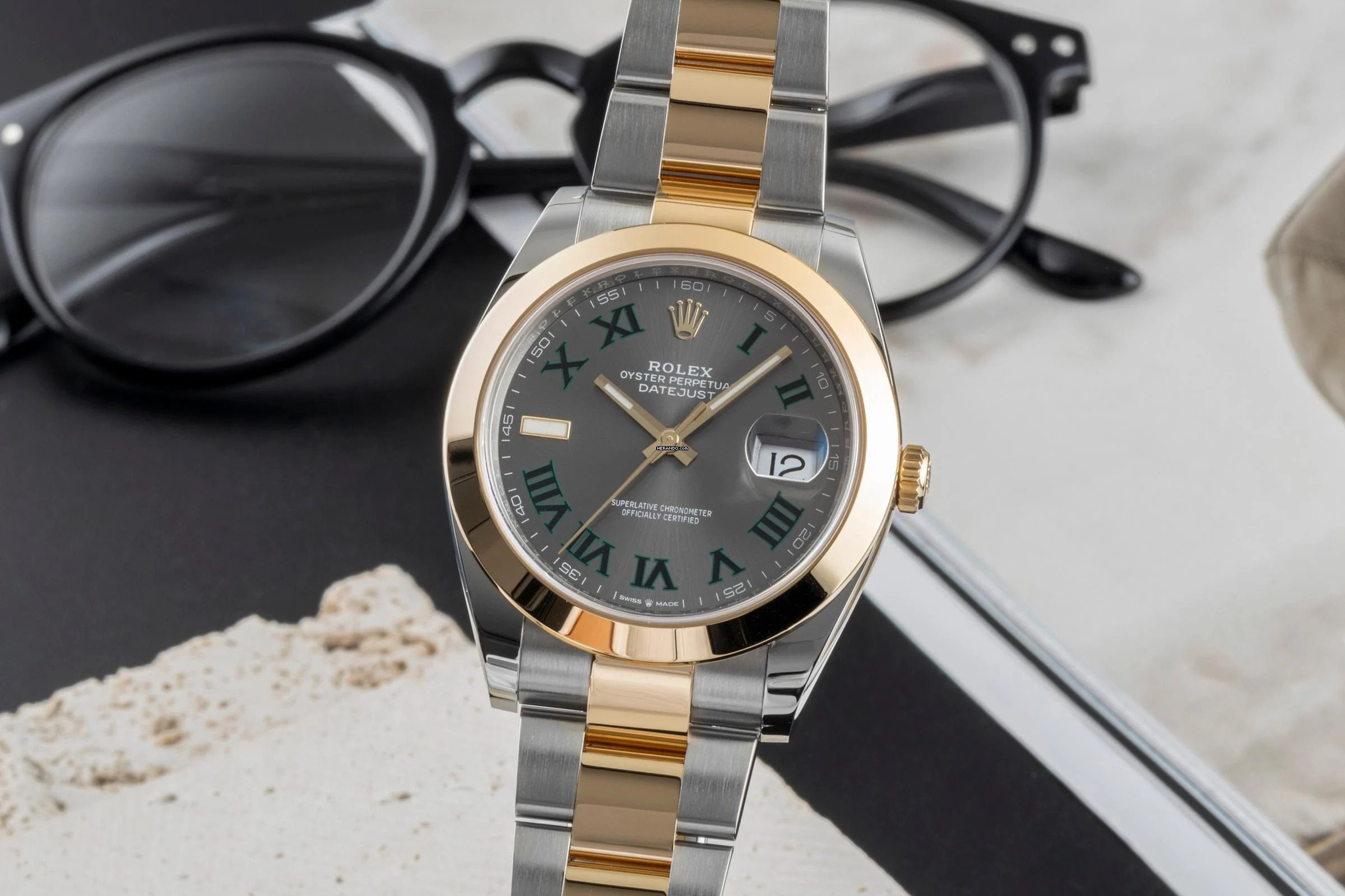 Rolex Datejust 41 Wimbledon Stahl / Gold Oyster Perpetual Ref. 126303 B&P 2021
