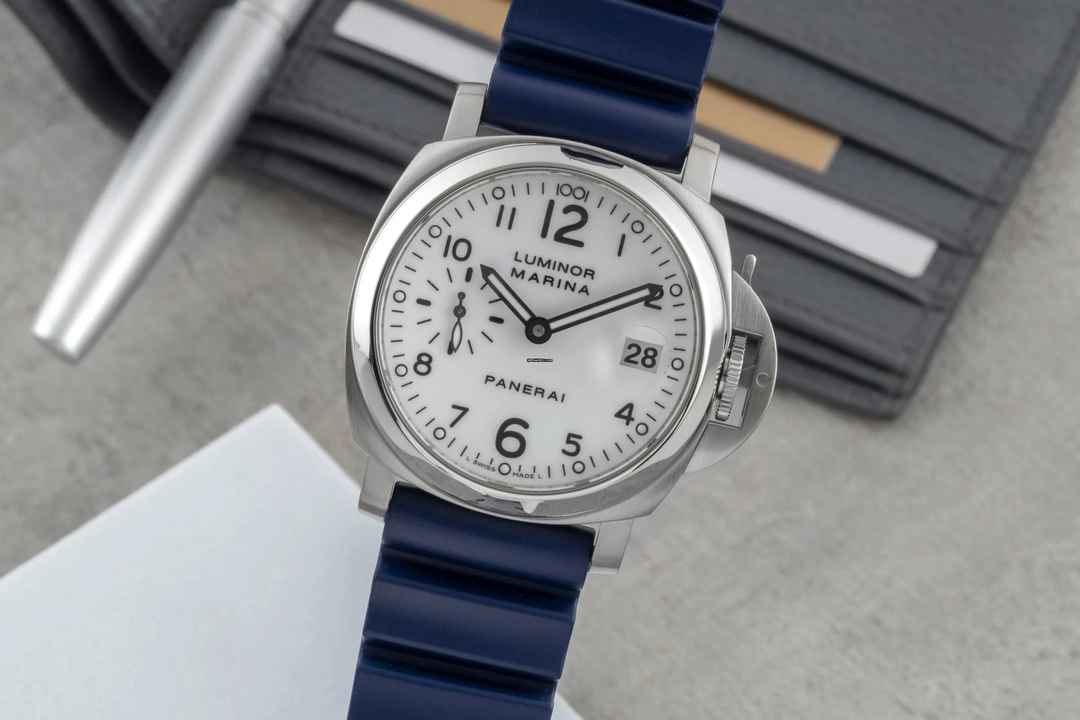 Panerai Luminor Marina Automatyczny Z białą tarczą, stalowy, męski zegarek, ref. PAM00049